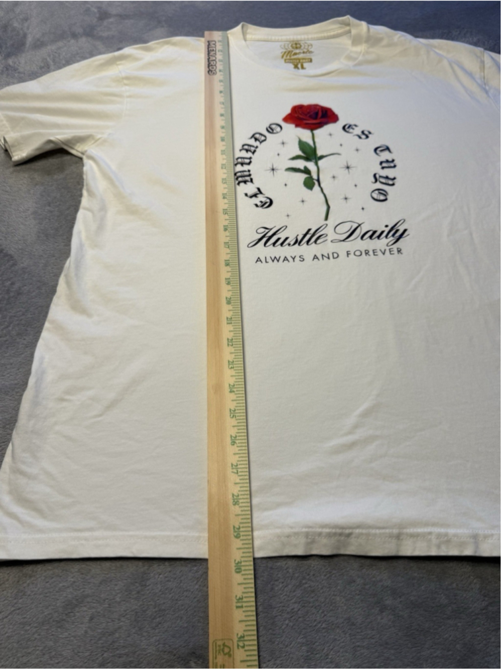 Muerte Hustle Daily Shirt - Old English Red Roses Size XL - White Street Clothes